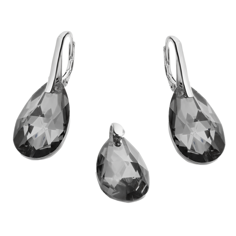 Stříbrná souprava Swarovski černý krystal | iSezam.cz
