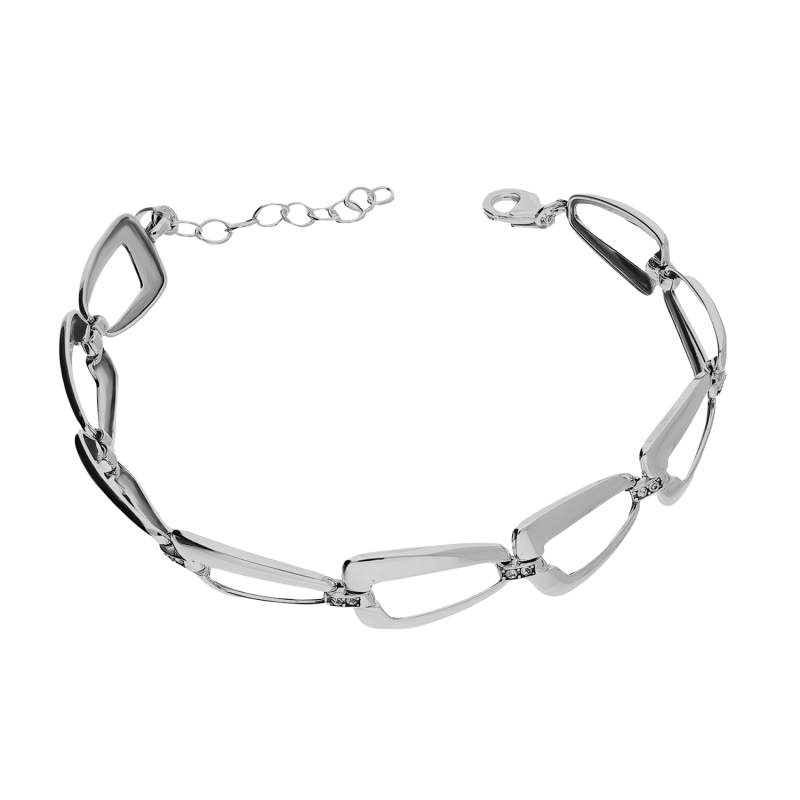 Stříbrný náramek s zirkony oblé trapezy Ag 925 | iSezam.cz