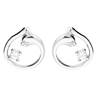 Stříbrné náušnice kočka se zirkonem | iSezam.cz