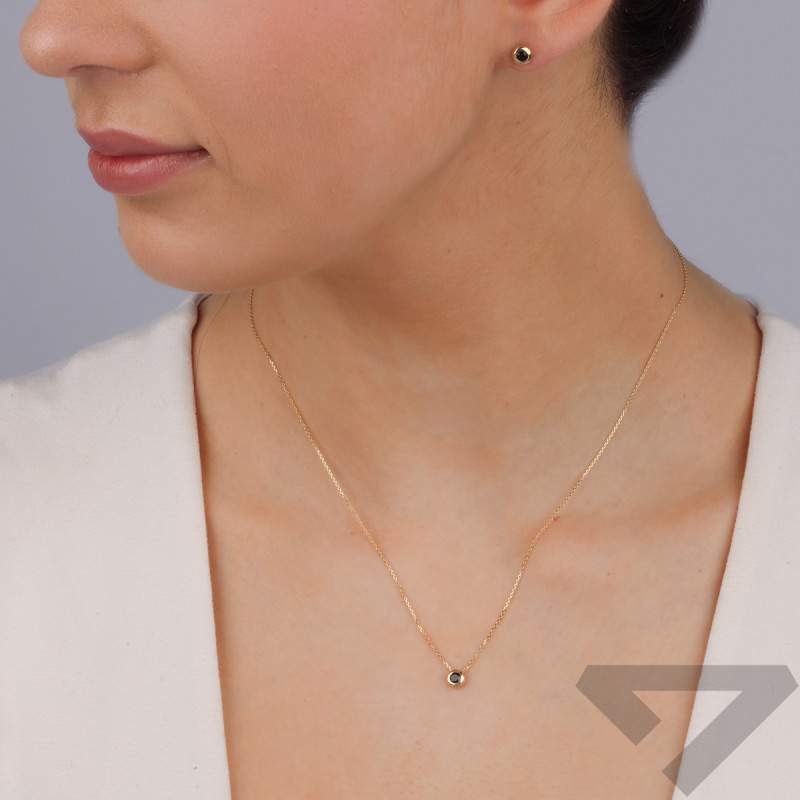 Zlatý náhrdelník černý zirkon v kulatém pouzdře/anker AR X7-X6SZCABLE1N1253-II-FO ryzost 585