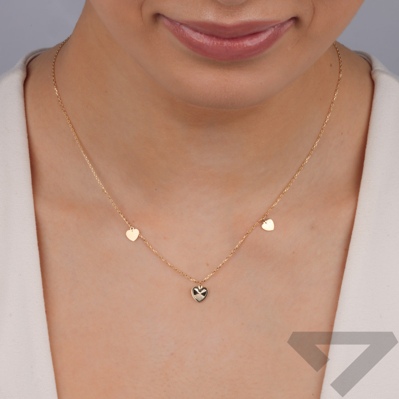 Zlatý náhrdelník se třemi srdci/anker AR VX6FOR6N8164-VI-DC ryzost 585