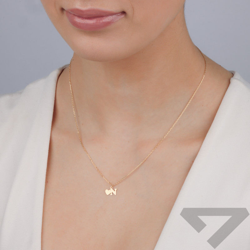Zlatý náhrdelník s písmenkem N a srdíčkem/anker AR VX4FOR6N10721-14-N ryzost 585