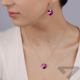 Stříbrný set náušnic a přívěsku srdce s krystalem Swarovski | iSezam.cz