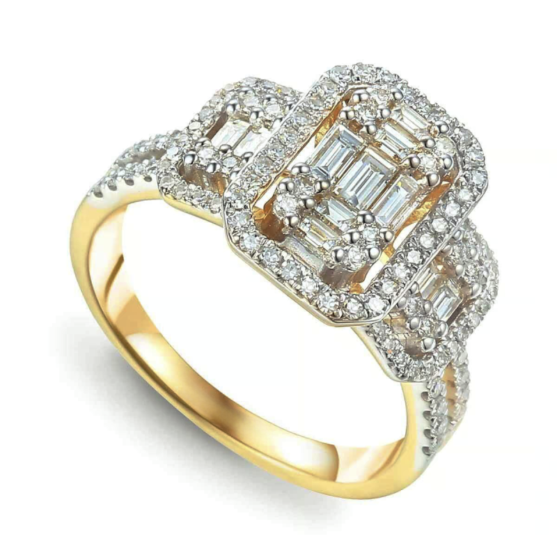 Zlatý zásnubní prsten s diamanty | iSezam.cz