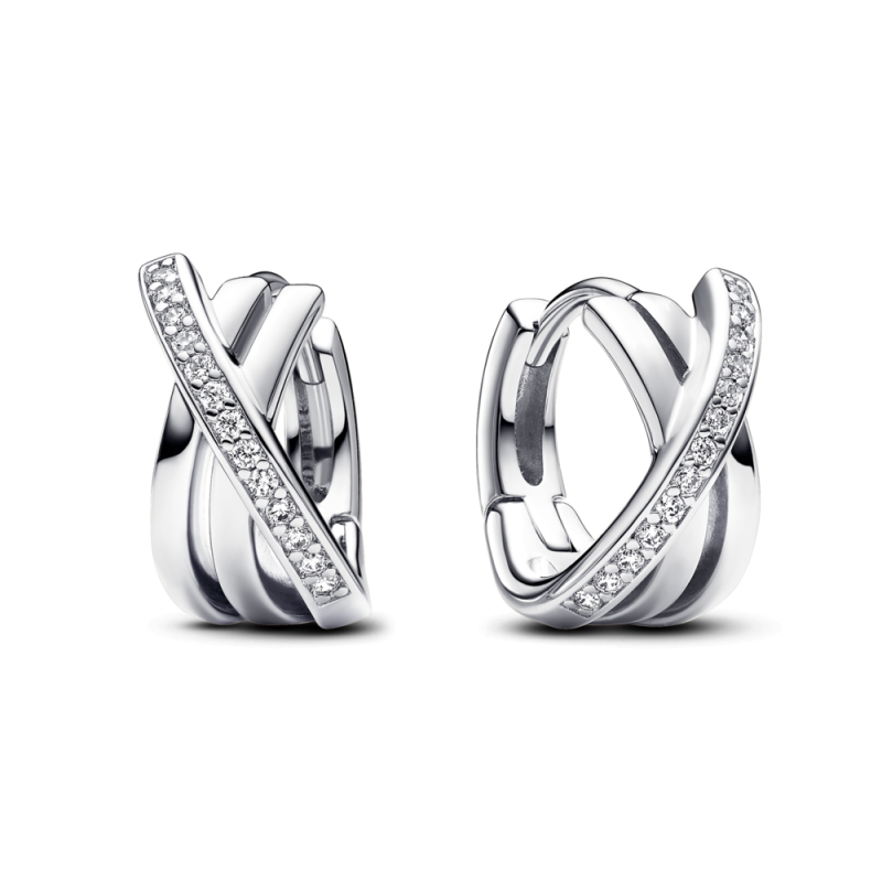 Pandora Propletené Pásky Pavé 293150C01 stříbrné náušnice | iSezam.cz