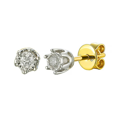 Złote kolczyki z diamentem 0.10ct pr. 585 Sztyft - JubilerSezam.pl