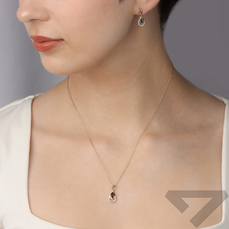Zlaté náušnice s topazem a bílými diamanty/puzety LC P335674-360728 LBTY ryzost 585