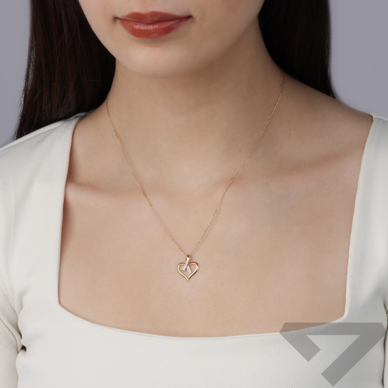 Zlaté srdíčko rámeček se stuhou s diamanty LC R12754 Y