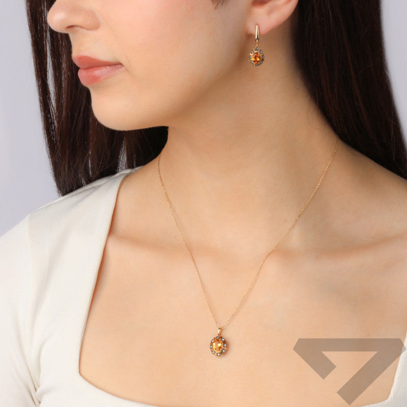 Zlaté náušnice s citrínem a diamanty/big.zam. LC R14535-16453 CTY ovál Markýza
