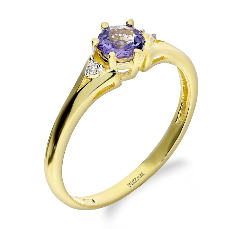 Zásnubní prsten s tanzanitem a diamanty BE W-076 AM kulatý ryzost 585