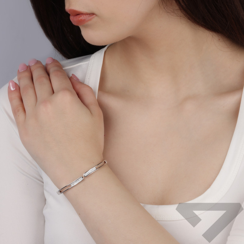 Stříbrný Náramek Bangle se Zirkony ryzost 925 - iSezam.cz