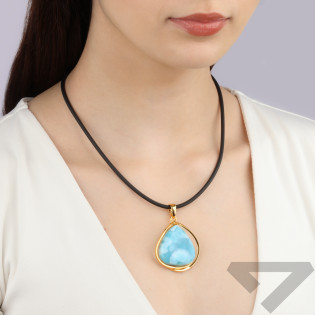 Pozlacený stříbrný přívěsek Larimar Kapka ryzost 925 | iSezam.cz