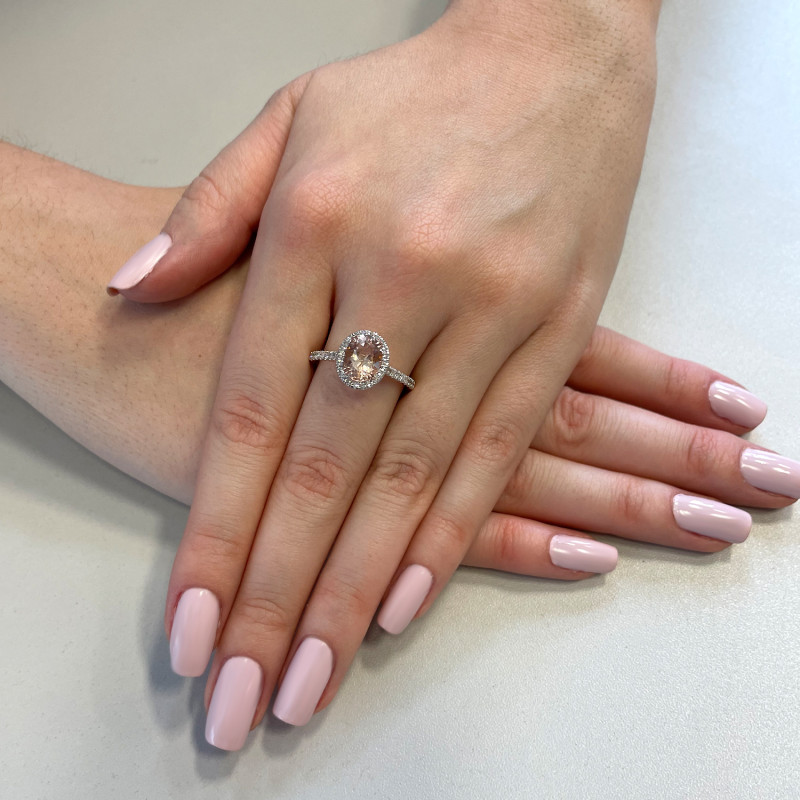 Zlatý prsten s morganitem a diamanty LC P43587 MORP