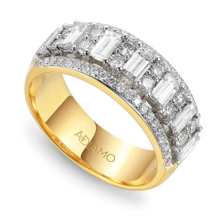 Zlatý zásnubní prsten s diamanty bagetami | iSezam.cz
