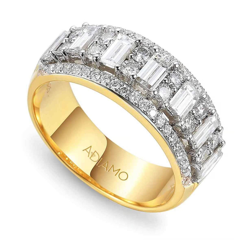 Zlatý zásnubní prsten s diamanty bagetami | iSezam.cz