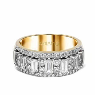 Zlatý zásnubní prsten s diamanty bagetami | iSezam.cz