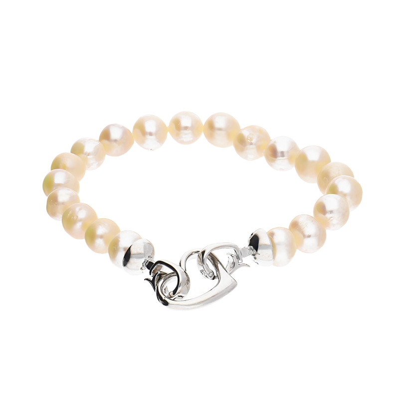 Náramek s bílými perlami srdce | iSezam.cz