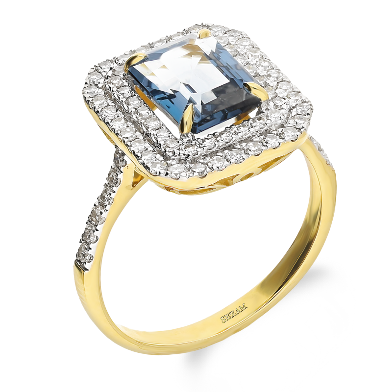 Zlatý prsten s topazem a diamanty ryzost 585 | iSezam.cz