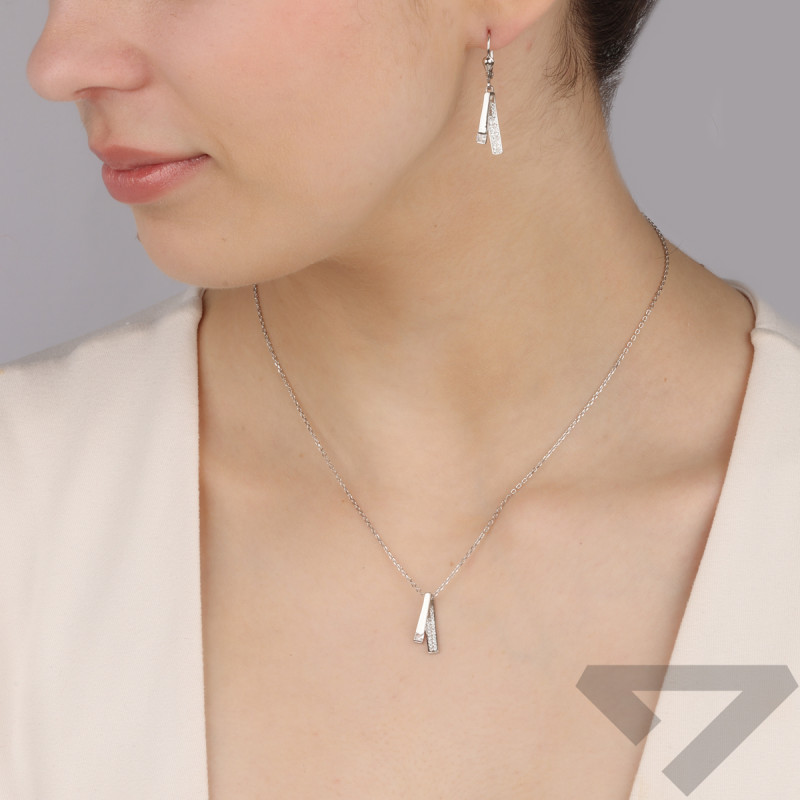 Stříbrný set náušnice a náhrdelník se dvěma plíšky TB 24147-24145 ryzost 925