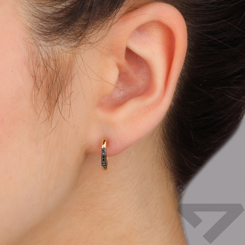 Zlaté náušnice s černými diamanty/ang.zap. AW 71735 Y BL ryzost 585