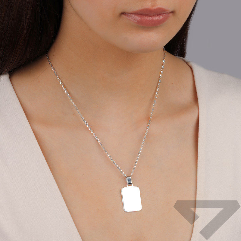 Stříbrný hladký oblázkový přívěsek, destička 18x24mm PW749 ryzost 925