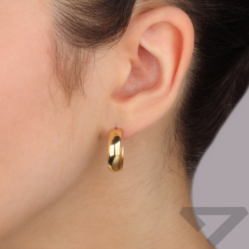 Pozlacené náušnice kruhy trubka plochá 15mm/pecka PW694 GOLD 15mm-5,00 ryzost 925