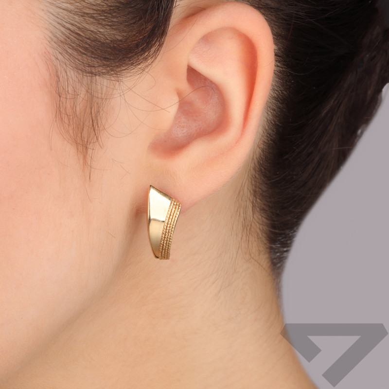 Zlaté náušnice seříznutý hladký plíšek s kuličkami bead/ang.zap. CI 2846 ryzost 375