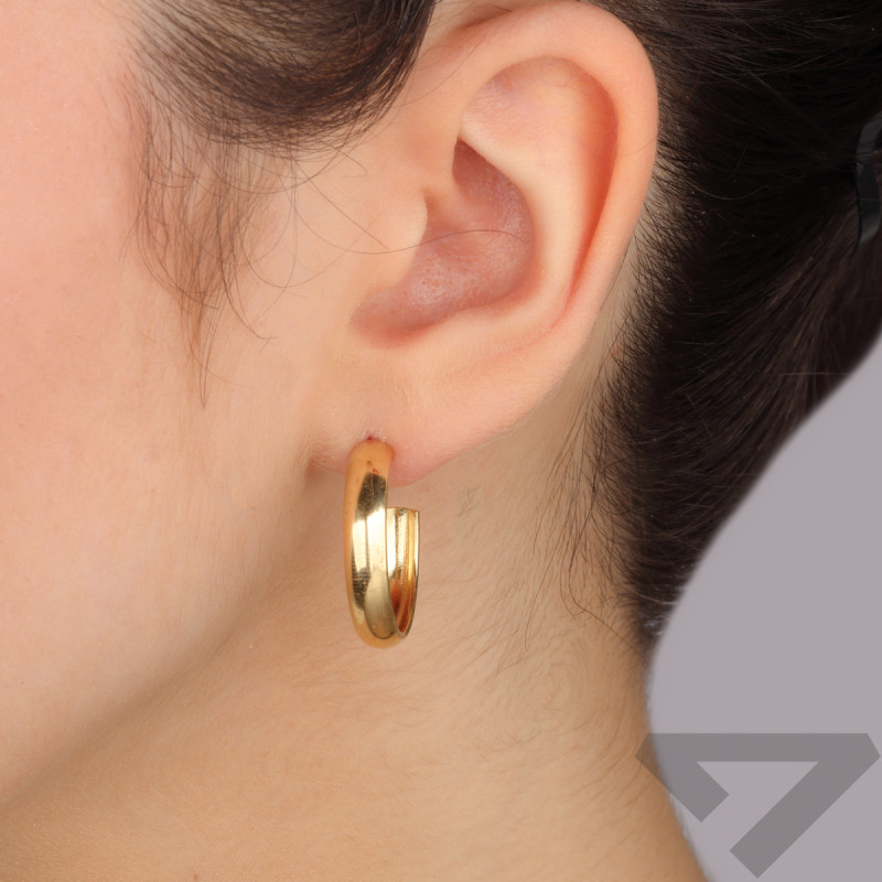 Pozlacené náušnice kruhy trubka ploché 20mm/pecky PW694 GOLD 20mm-5,00 ryzost 925