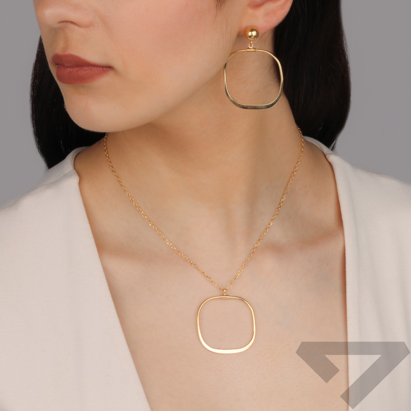 Pozlacené náušnice oblý čtverec a hladká kulička/pecka PW691 GOLD ryzost 925