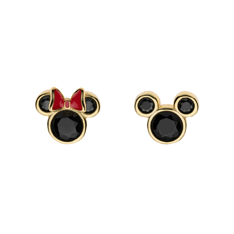Pozlacené náušnice Myška Minnie a Mickey - Disney, stříbro 925