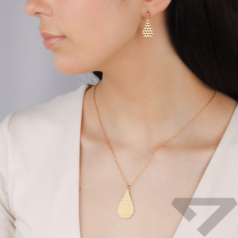 Pozlacené náušnice kapka gravírovaná/štyft PW700 GOLD kapka ryzost 925