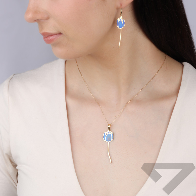 Pozlacené náušnice tulipán s titanem/big.zam. JZ 10237115 malý ryzost 925