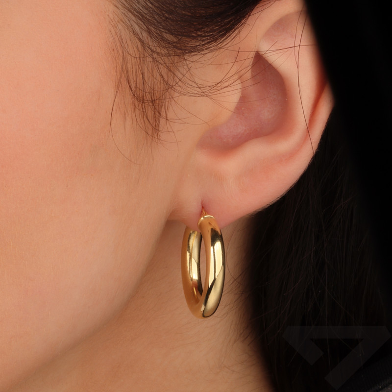 Pozlacené náušnice kruhy trubka 20mm/ang.zap. M3 KDM-20mm-4,00 ANG GOLD ryzost 925