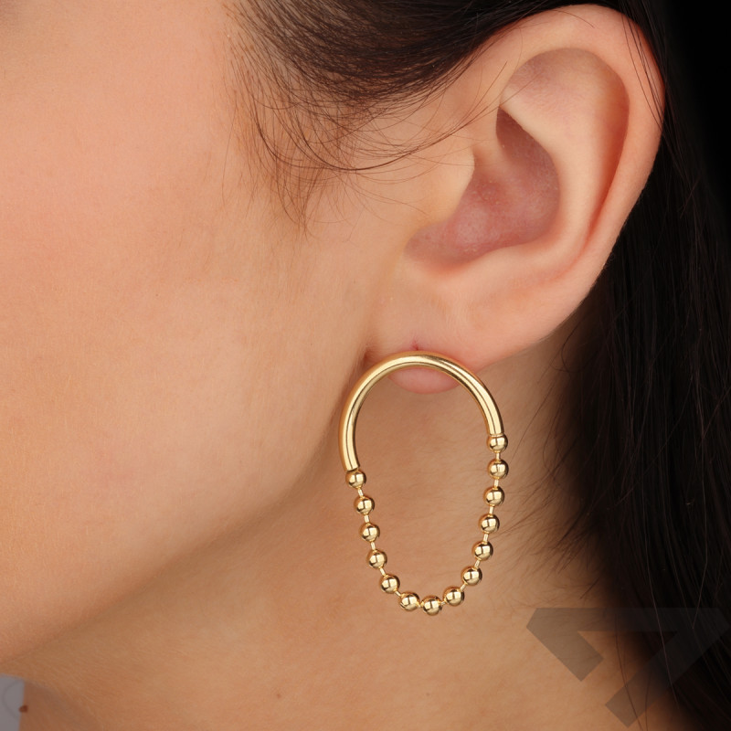 Pozlacené náušnice půlkruh a kuličky bead/pecky M3-470 GOLD ryzost 925