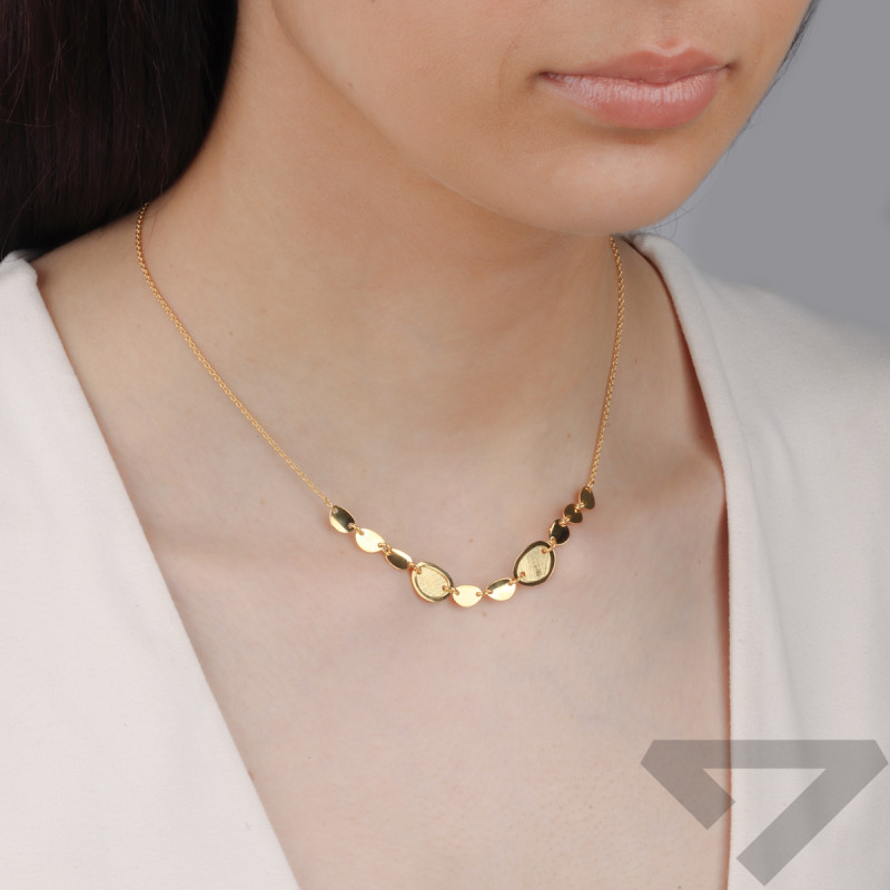 Pozlacený náhrdelník kartáčované a hladké ovály/rolo reg. M3-395 GOLD ryzost 925