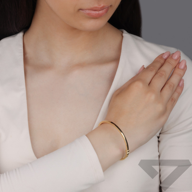 Pozlacený náramek bangle čtvercový hladký M3-289 GOLD ryzost 925