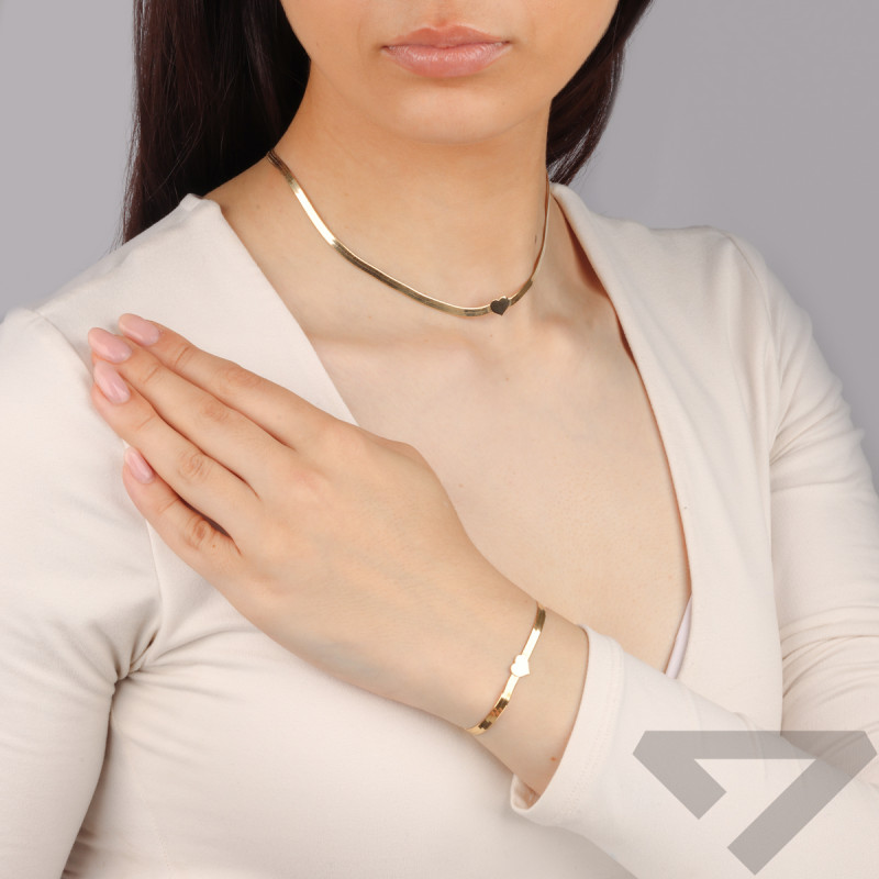 Pozlacený náhrdelník páska se srdíčkem/reg. M3-403 GOLD ryzost 925