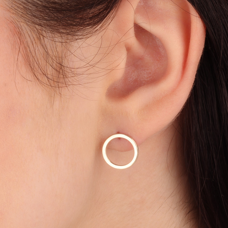 Stříbrné náušnice kruh se zlatou destičkou 10mm/puzeta PX G0713.10_AU375 zlatá destička gold