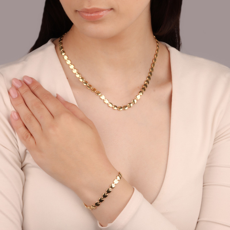 Pozlacený náramek skládačka s kulatými plíšky/reg. M3-402 GOLD ryzost 925