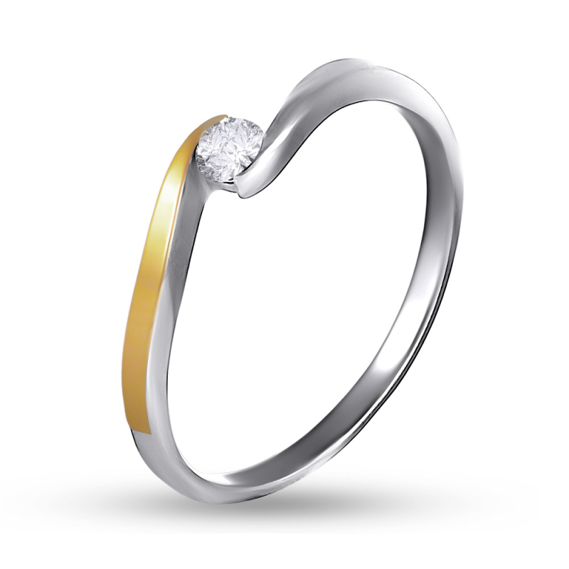 Stříbrný prsten se zirkonem a zlatem Mariage | iSezam.cz