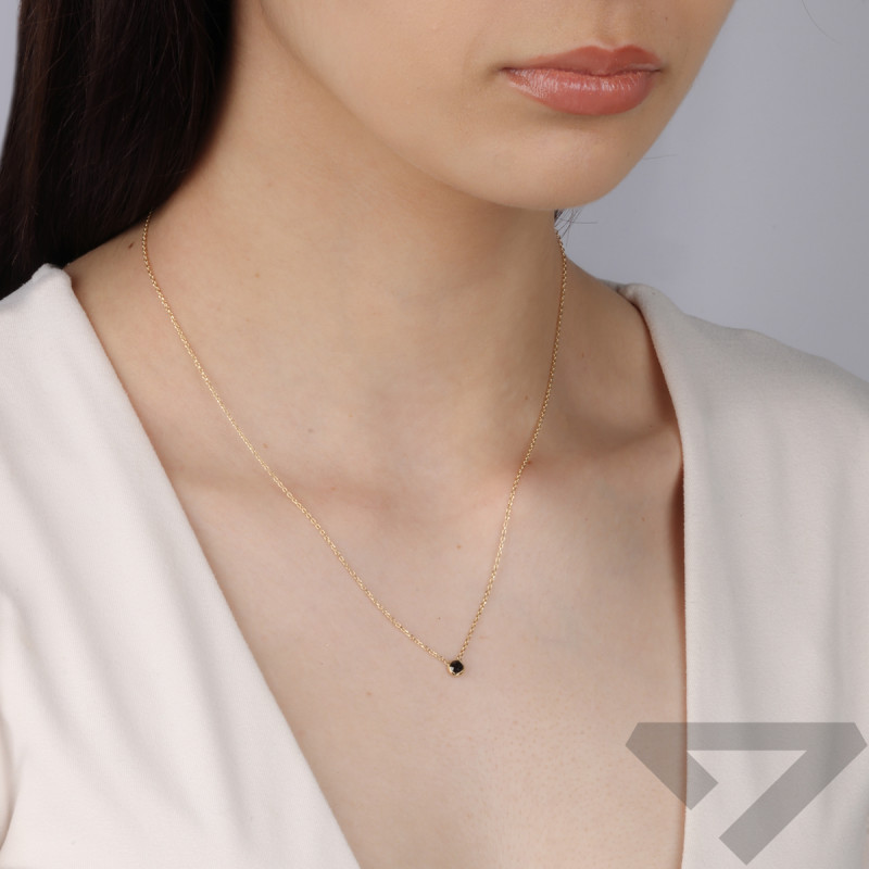 Zlatý náhrdelník s fasetovaným černým zirkonem/rolo reg. M3-387 black ryzost 585