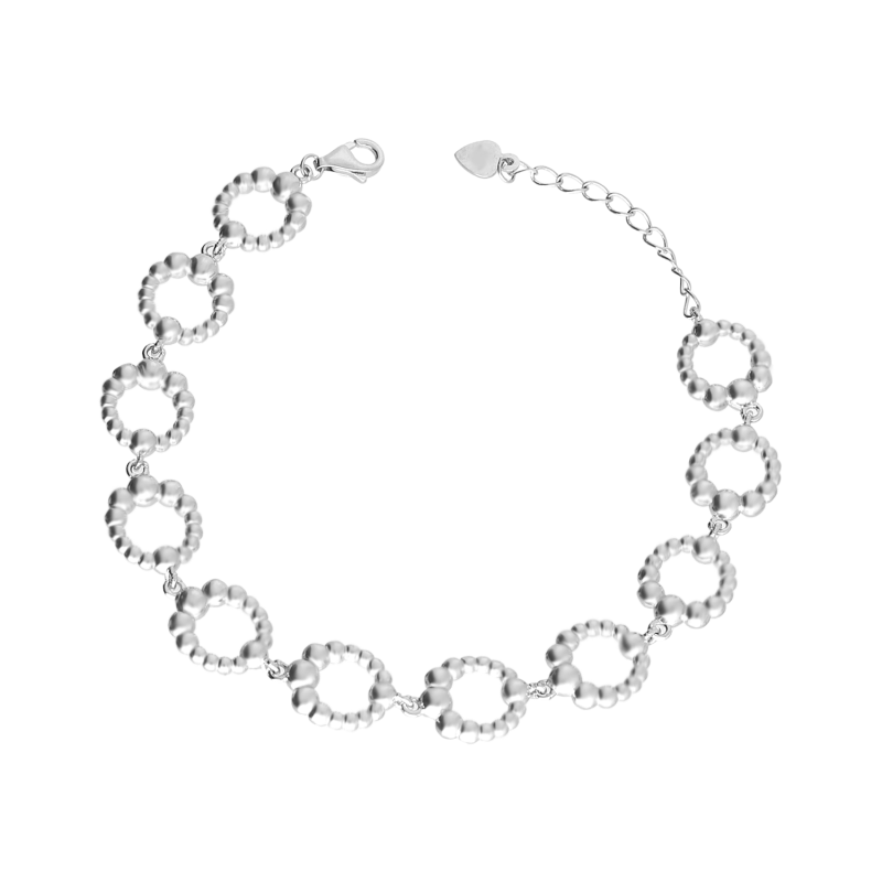 Stříbrný náramek s kroužky a korálky bead | iSezam.cz