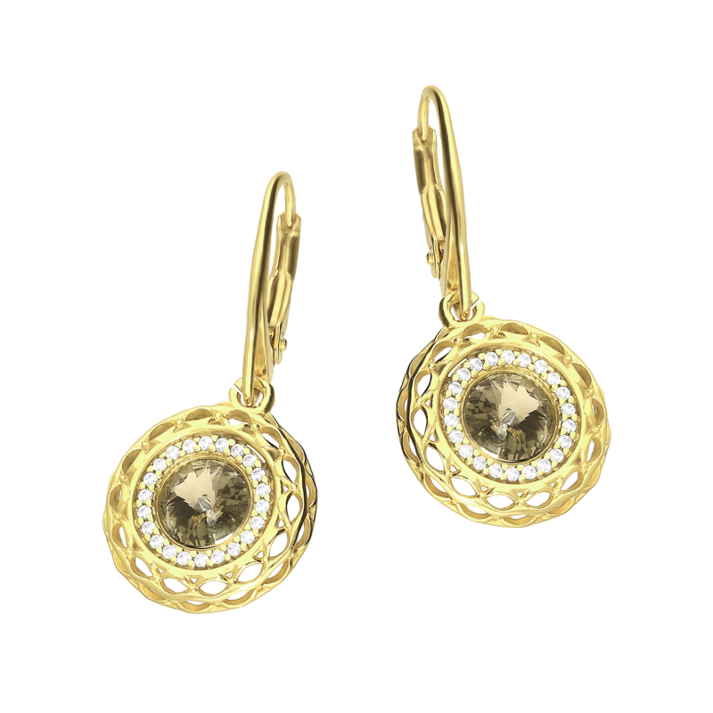 Pozlacené náušnice s krystalem a zirkony | iSezam.cz