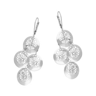 Stříbrné visací náušnice kruhy ornament Ag 925 | iSezam.cz