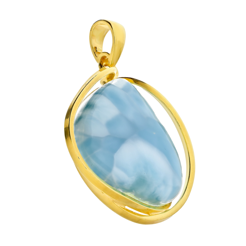 Pozlacený stříbrný přívěsek Larimar Kapka ryzost 925 | iSezam.cz