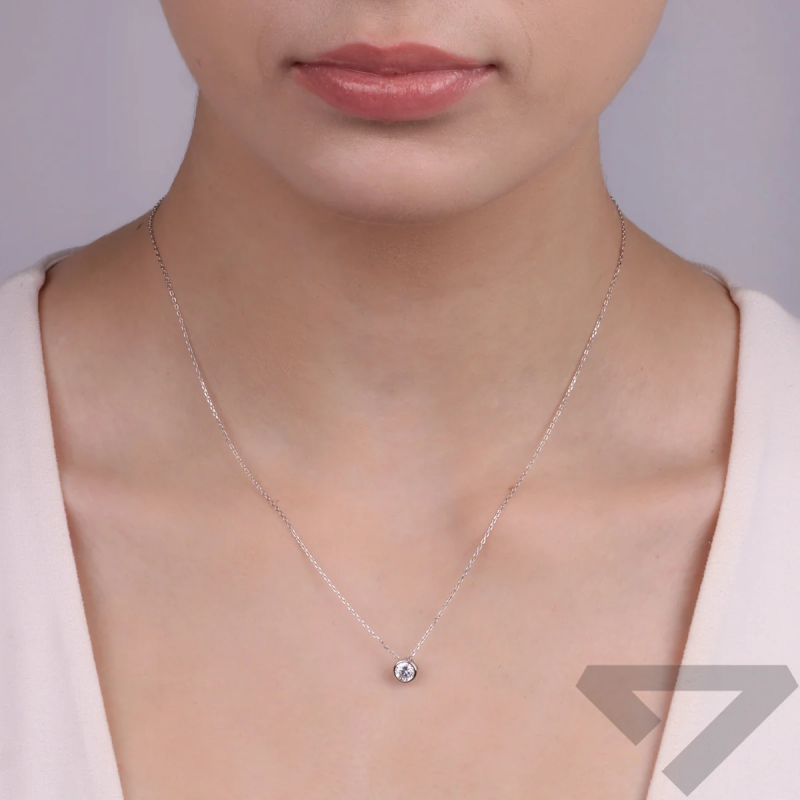 Stříbrný náhrdelník bílý zirkon 6 mm v kulatém rámečku/anker HS CY6MMGO-1-ANK+R ROD ryzost 925