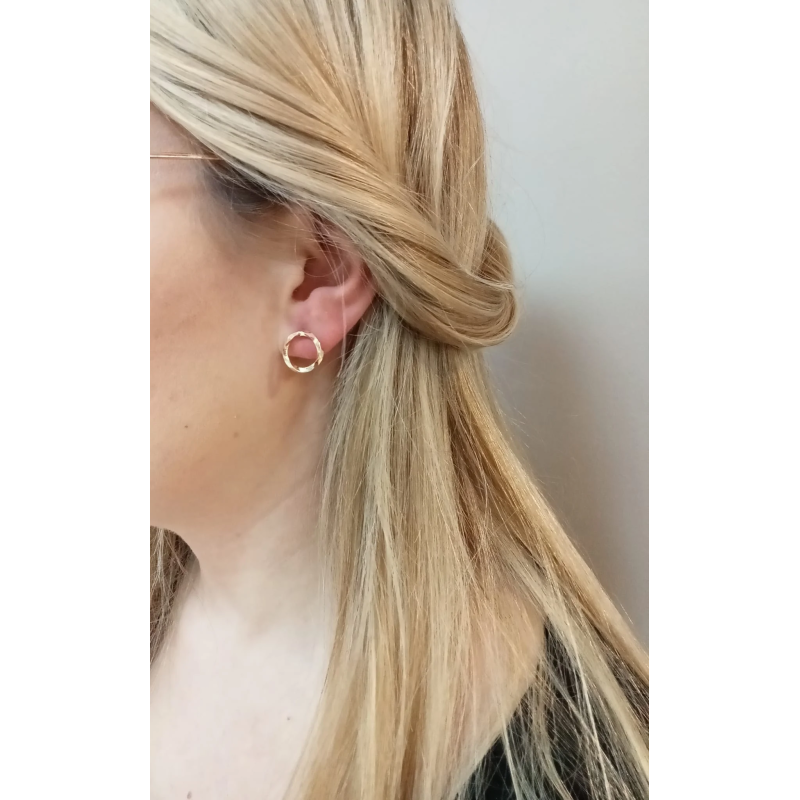 Zlaté náušnice zvlněné kolečko 10 mm/puzeta AR X3DCTE13379 ryzost 585