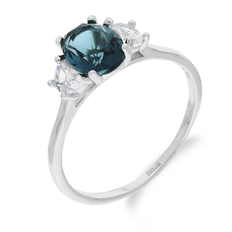 Stříbrný prsten s London Blue zirkonem | iSezam.cz