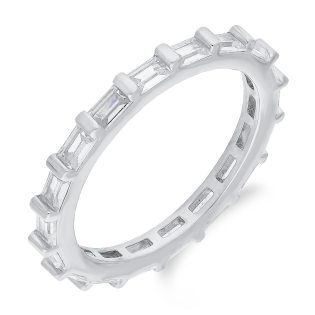 Stříbrný prsten Rings se zirkony bageta | iSezam.cz