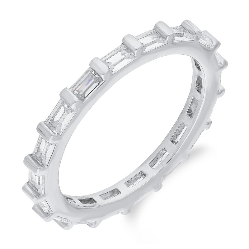 Stříbrný prsten Rings se zirkony bageta | iSezam.cz